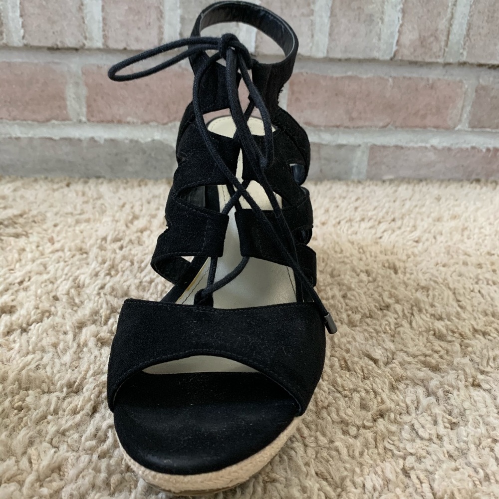 a.n.a black tie open toe wedges with ankle strap - Picture 3 of 3